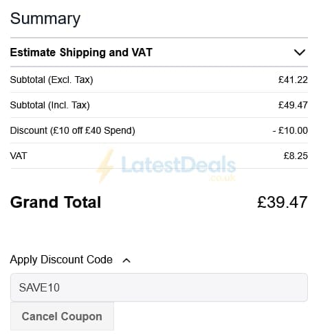 Screenshot of the WoolBox discount code working