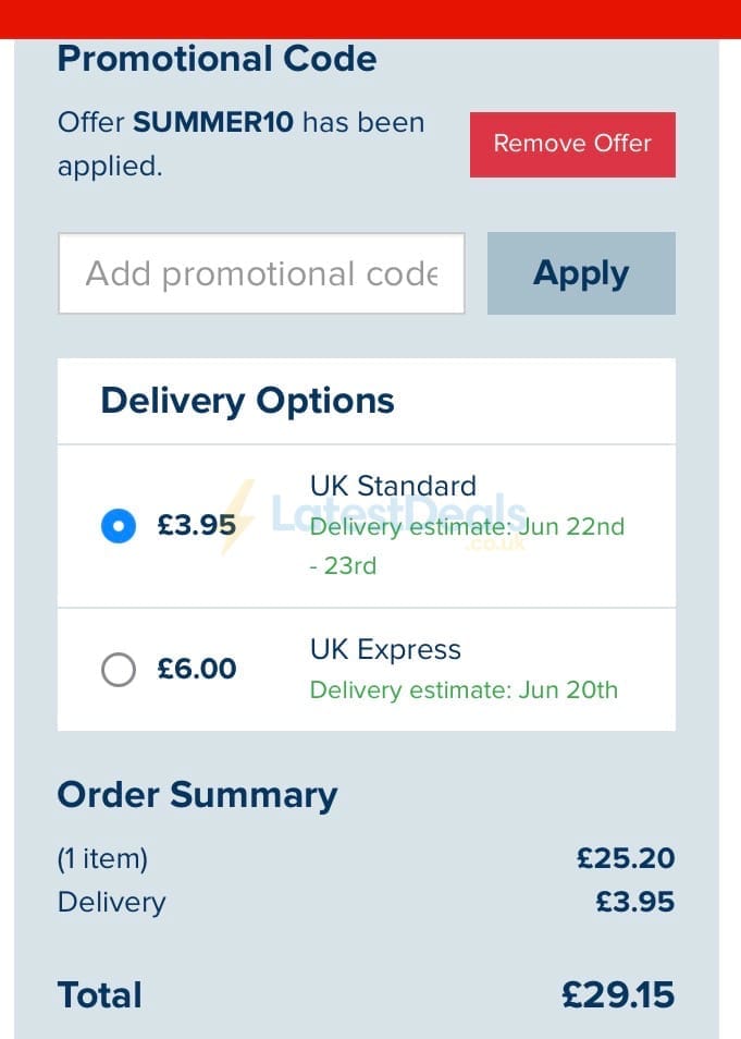 Screenshot of the Weird Fish discount code working