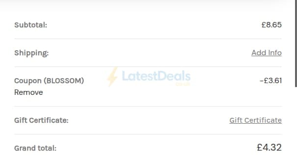 Screenshot of the Holistic Shop discount code working