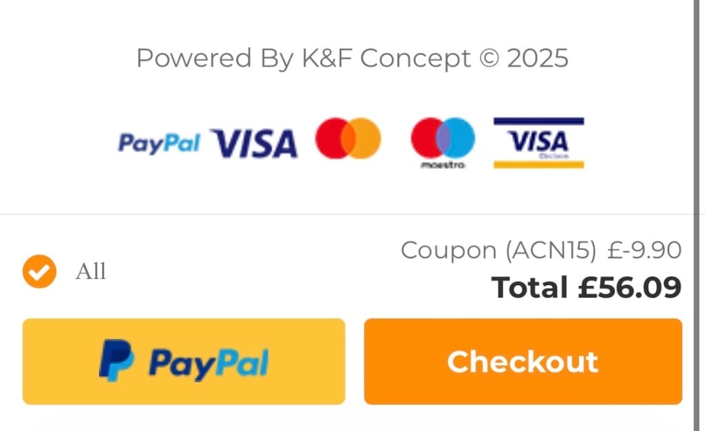 Screenshot of the K&F Concept discount code working