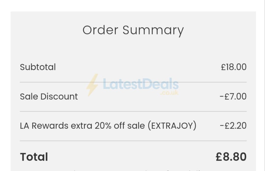Screenshot of the Lisa Angel discount code working