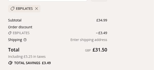 Screenshot of the Yogi Bare discount code working