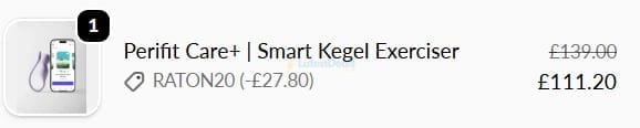 Screenshot of the Perifit discount code working