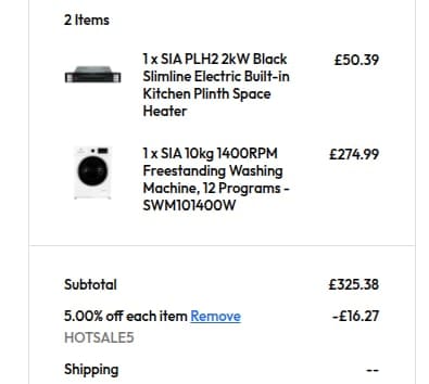 Screenshot of the Ship It discount code working