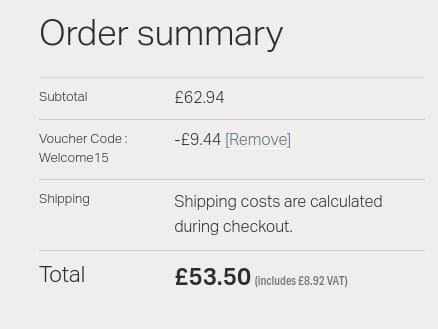 Screenshot of the Pretty Little Home discount code working