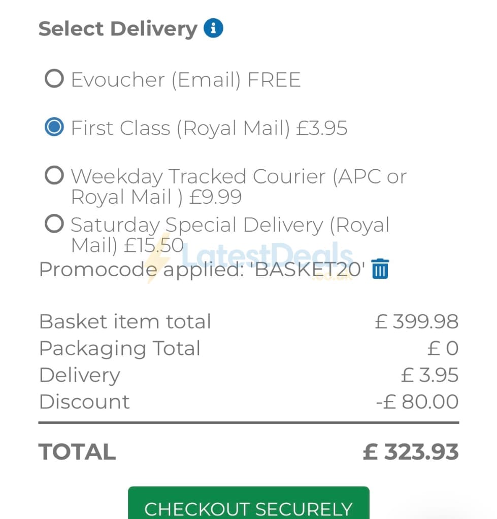 Screenshot of the Into The Blue discount code working
