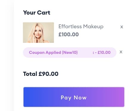 Screenshot of the Of Course discount code working