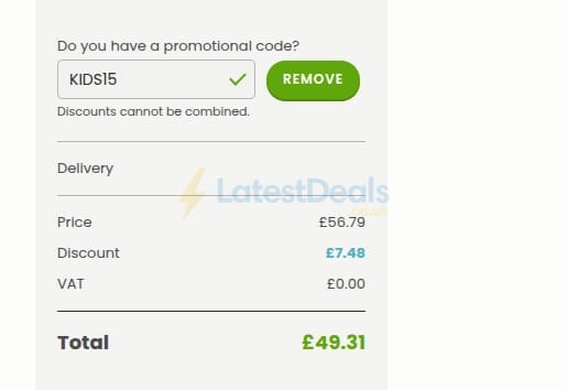 Screenshot of the Hooray Heroes discount code working