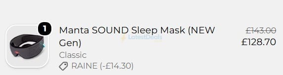 Screenshot of the Manta Sleep discount code working