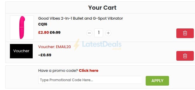 Screenshot of the Bondara discount code working