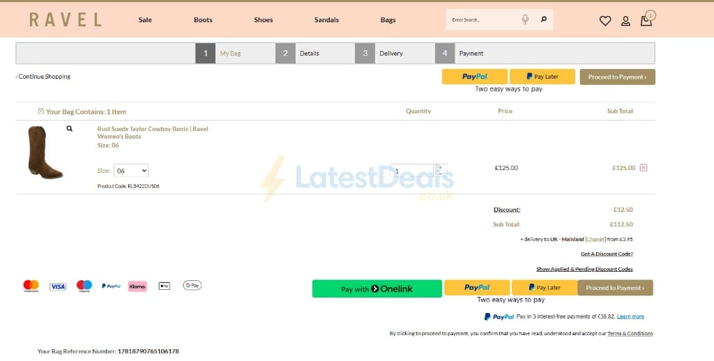 Screenshot of the Ravel discount code working