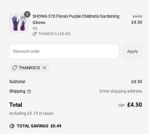 Screenshot of the Mstore discount code working