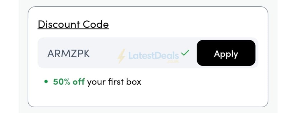 Screenshot of the Prep Kitchen discount code working