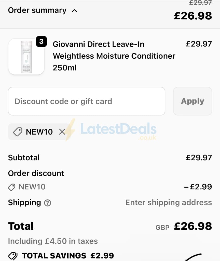 Screenshot of the Onlynaturals discount code working