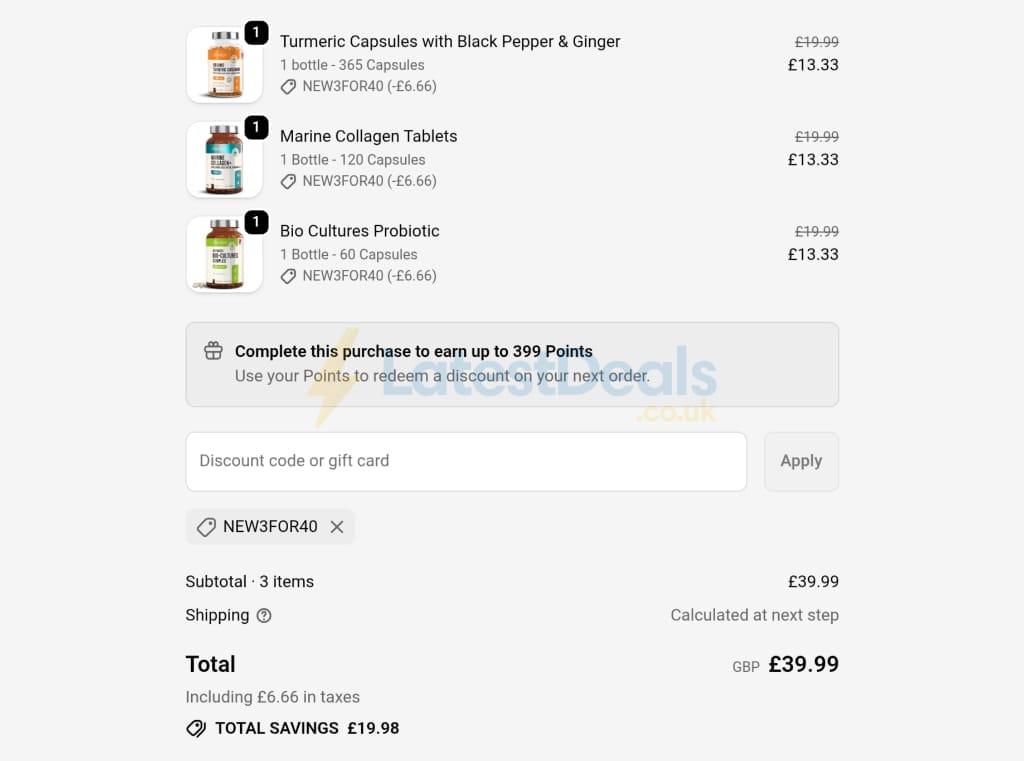 Screenshot of the Vitabright discount code working