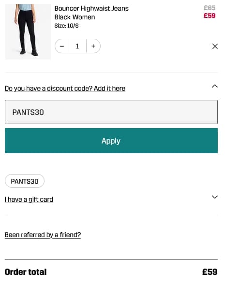 Screenshot of the Revolution Race discount code working