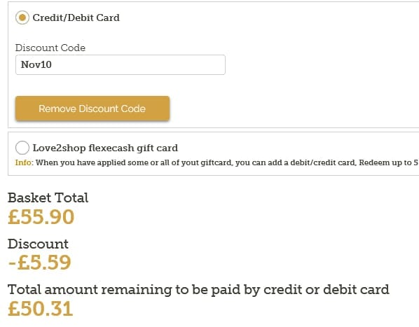 Screenshot of the Real Food Hub discount code working