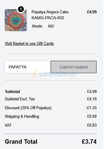 Screenshot of the WoolBox discount code working