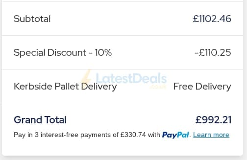 Screenshot of the Walls and Floors discount code working