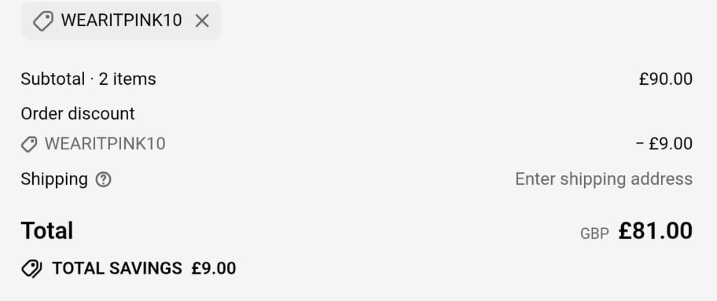 Screenshot of the LemonLunar discount code working