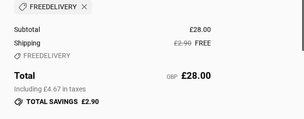 Screenshot of the Hari And The Gang discount code working