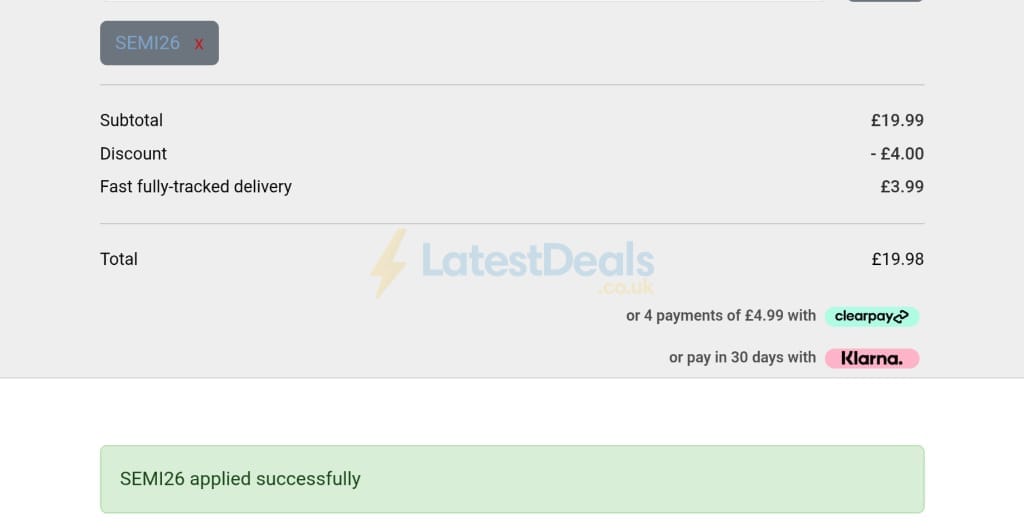Screenshot of the Must Have Ideas discount code working