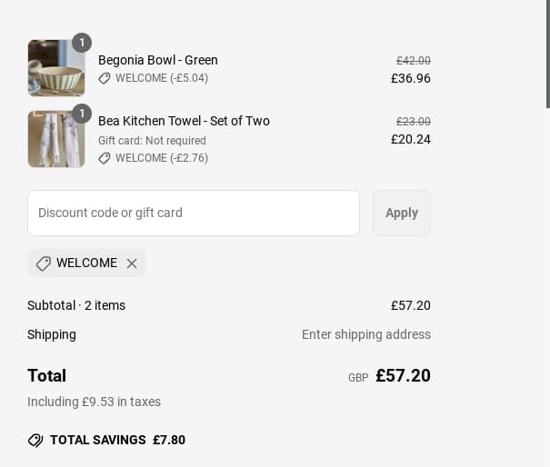Screenshot of the Life of Riley discount code working