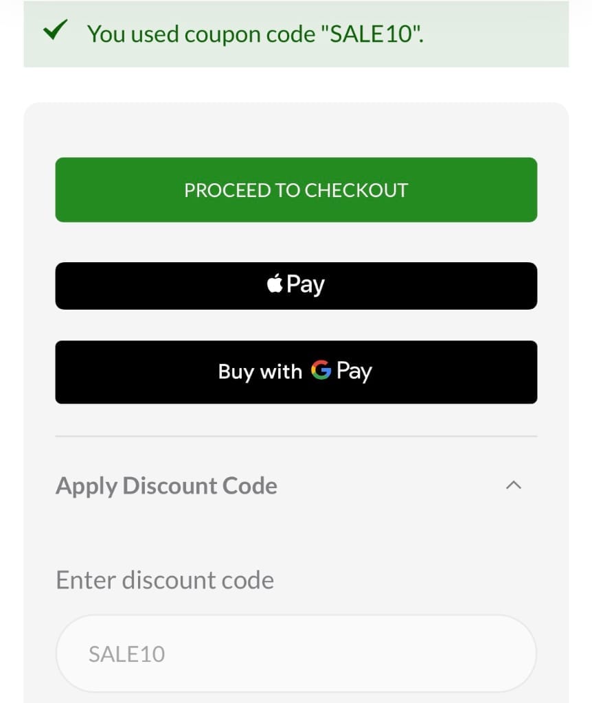 Screenshot of the RUComfy Bean Bags discount code working