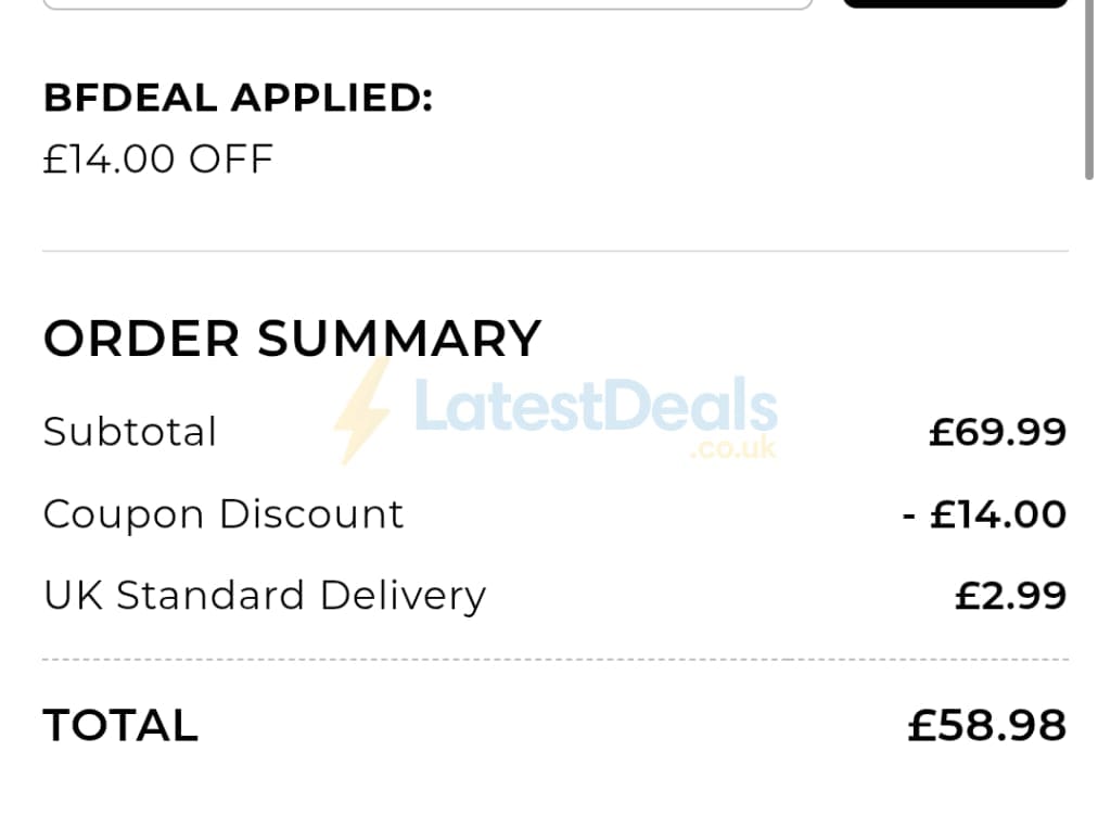 Screenshot of the TJC discount code working