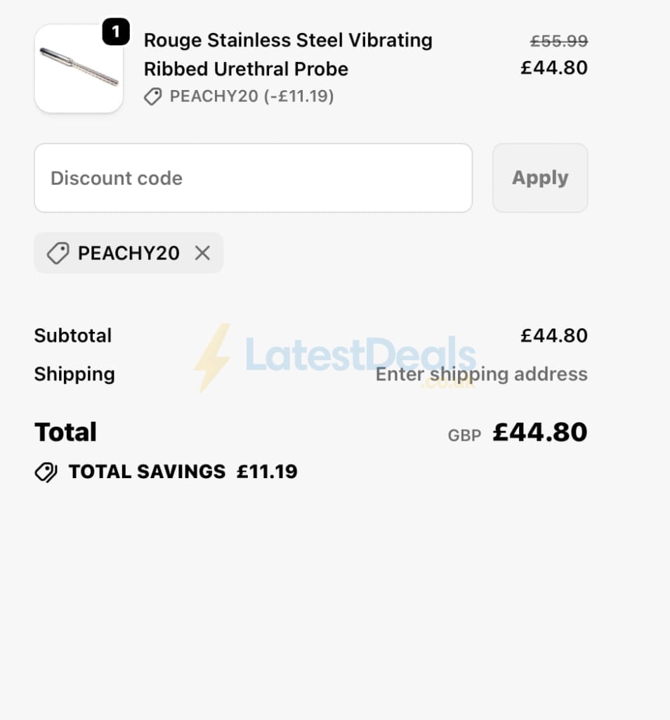 Screenshot of the Peaches and Screams discount code working