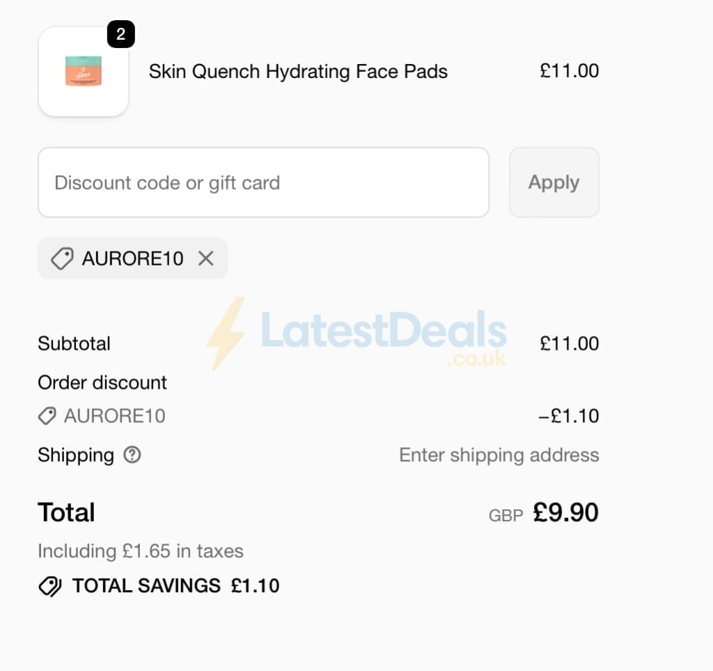 Screenshot of the W7makeup discount code working