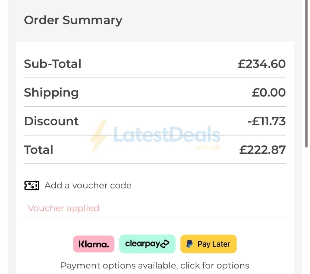 Screenshot of the Shade Station discount code working