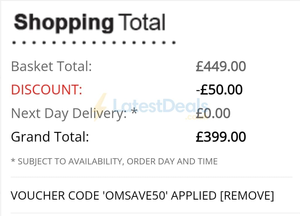 Screenshot of the London Camera Exchange discount code working