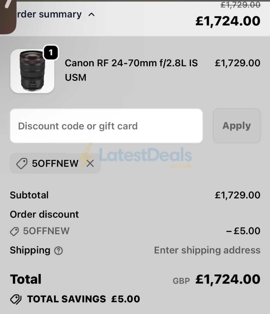Screenshot of the Hdew Cameras discount code working