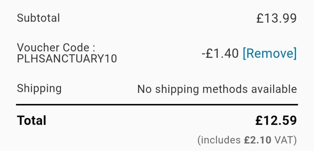 Screenshot of the Pretty Little Home discount code working