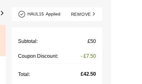 Screenshot of the Amelianour discount code working