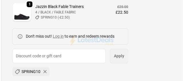 Screenshot of the Rocket Dog discount code working