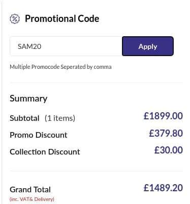 Screenshot of the RGB Direct discount code working