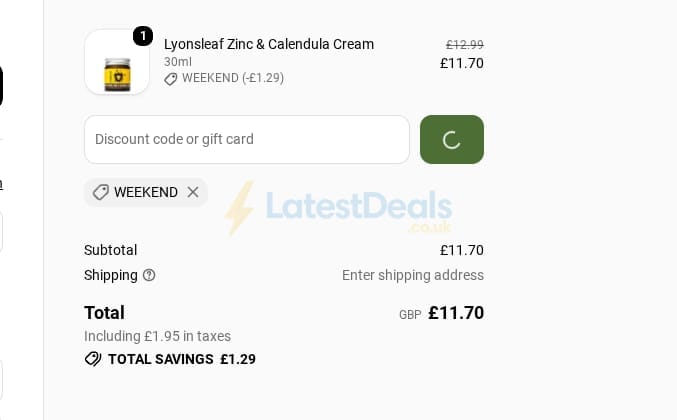 Screenshot of the Onlynaturals discount code working