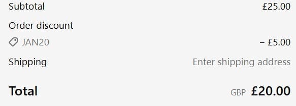 Screenshot of the High Hope discount code working