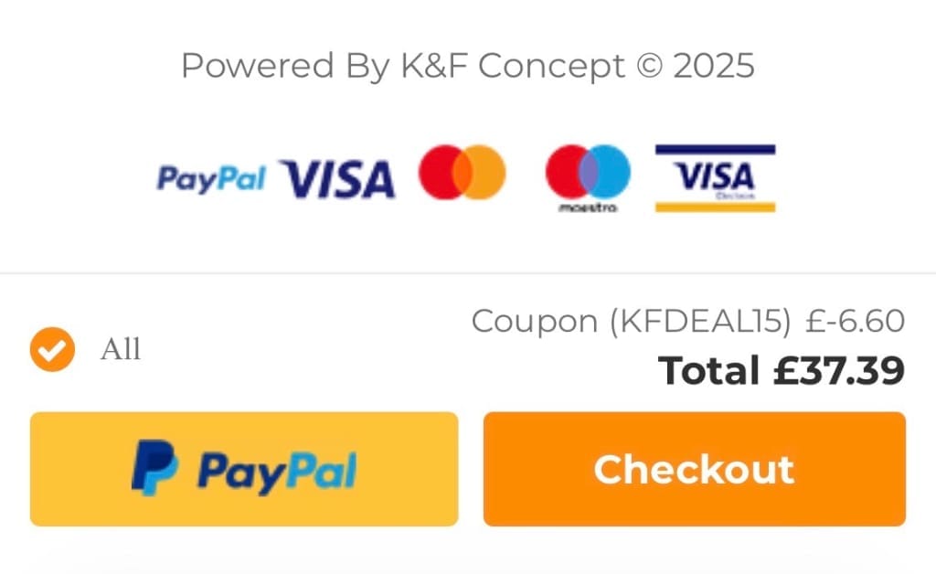 Screenshot of the K&F Concept discount code working
