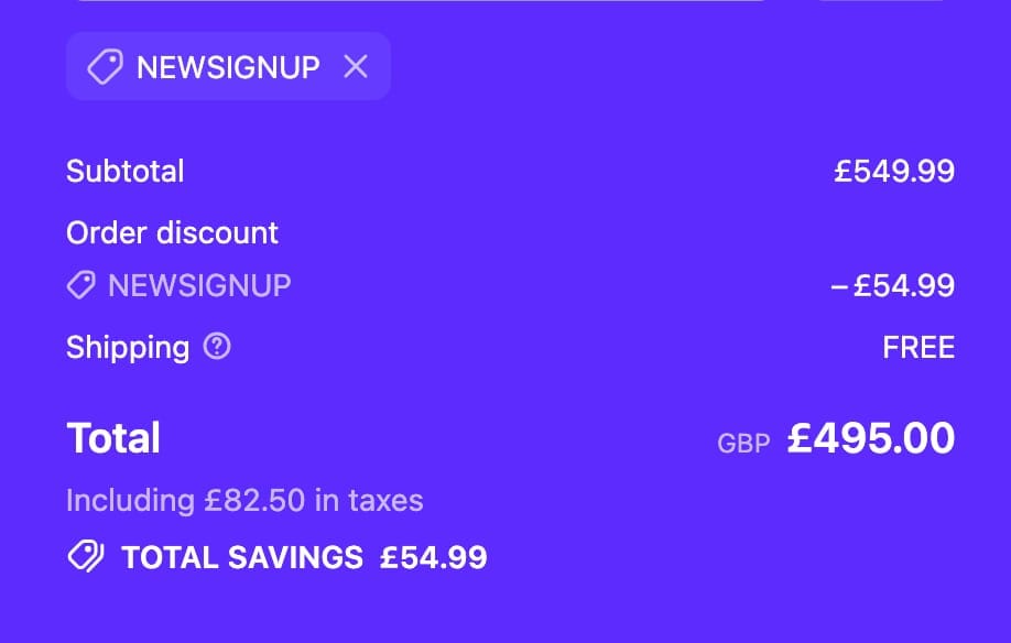 Screenshot of the Stock Must Go discount code working