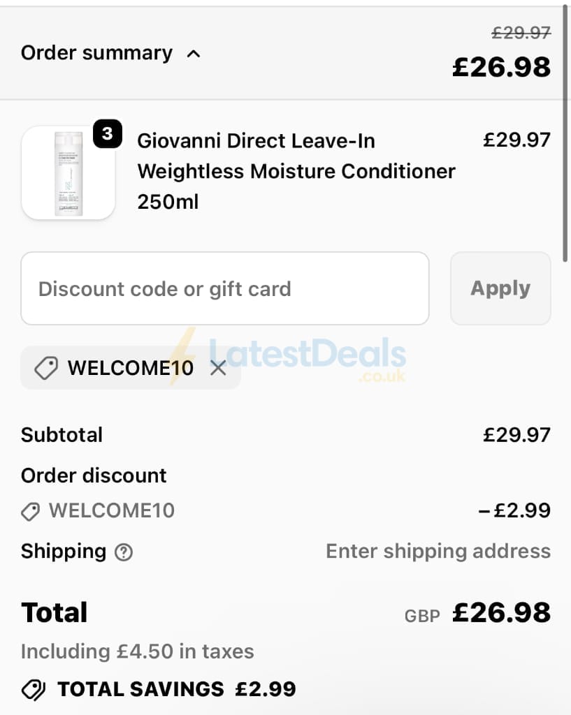 Screenshot of the Onlynaturals discount code working