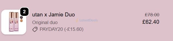 Screenshot of the Utan discount code working
