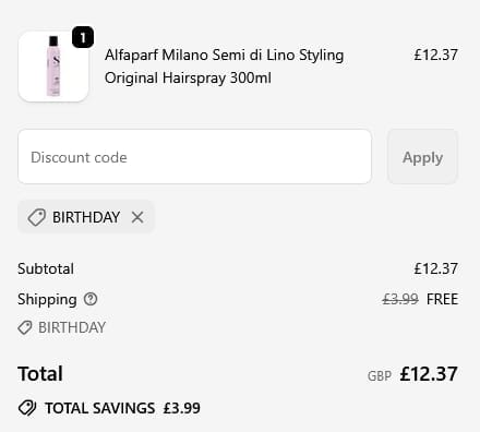 Screenshot of the LuxuriousLook discount code working