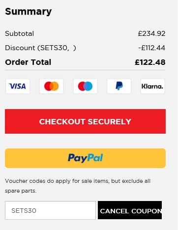 Screenshot of the Kuhn Rikon discount code working