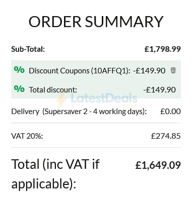 Screenshot of the Advanced MP3 Players discount code working