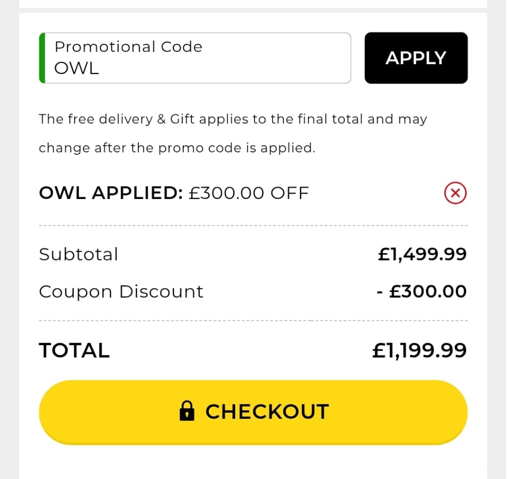 Screenshot of the TJC discount code working
