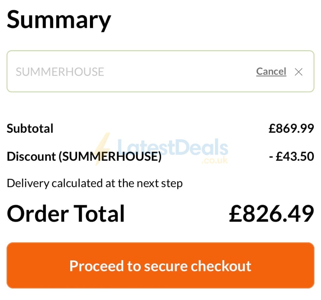 Screenshot of the Shedstore discount code working
