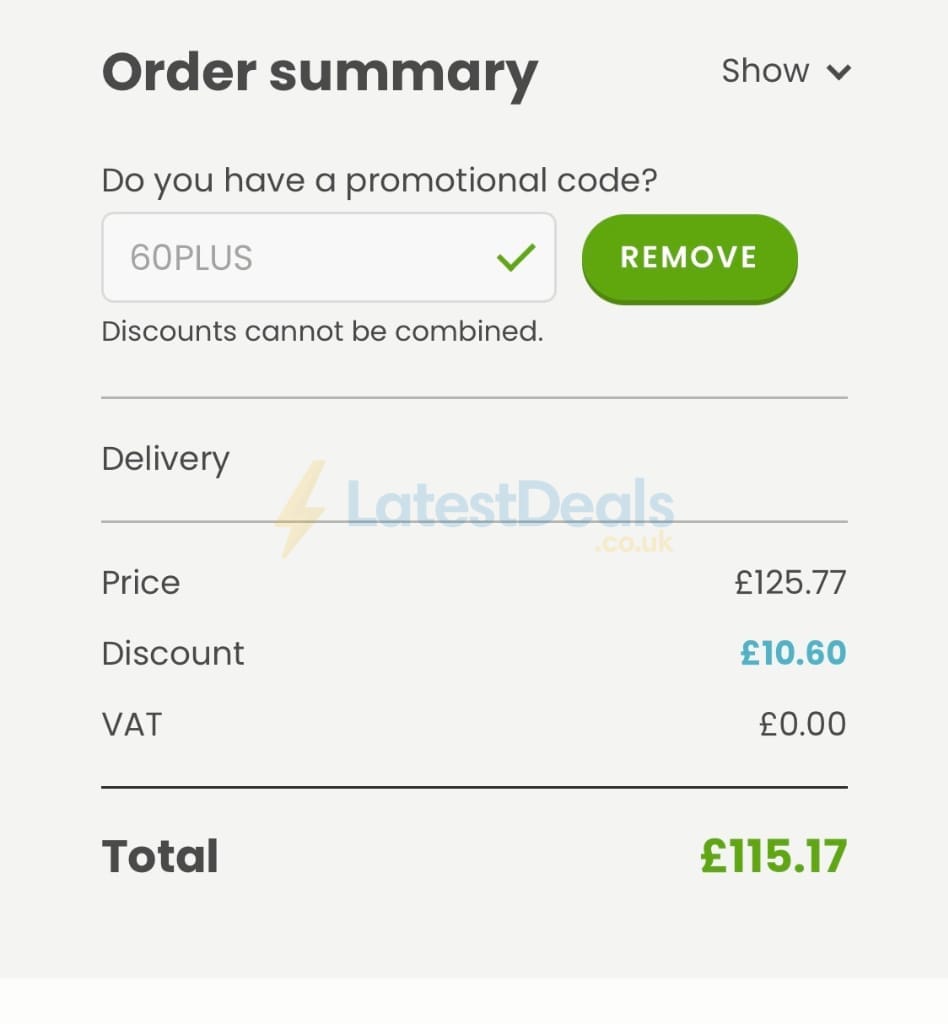 Screenshot of the Hooray Heroes discount code working